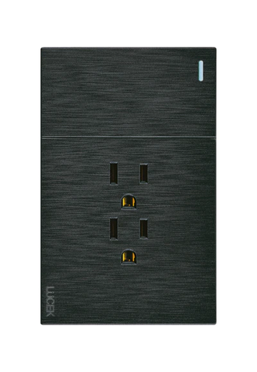 Placa 1 Apagador Sencillo 2 Contactos Lucek Flat Negra