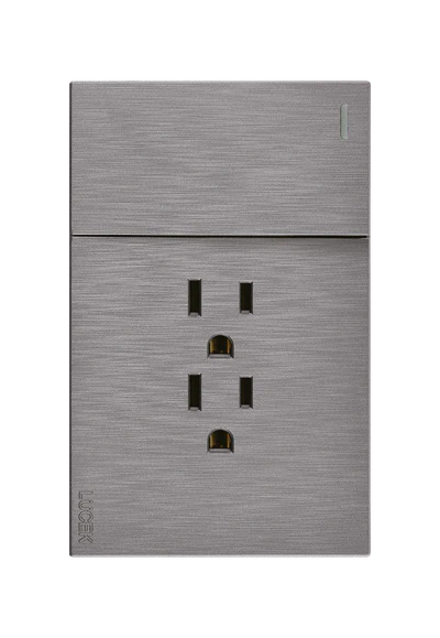 Placa 1 Apagador Sencillo 2 Contactos Lucek Flat Plata