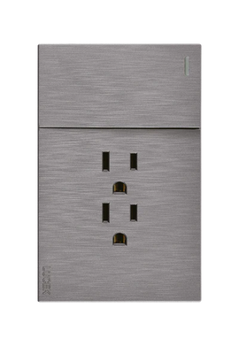 Placa 1 Apagador Sencillo 2 Contactos Lucek Flat Plata