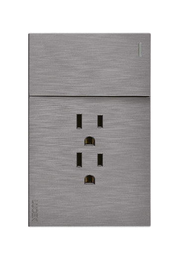 Placa 1 Apagador Sencillo 2 Contactos Lucek Flat Plata