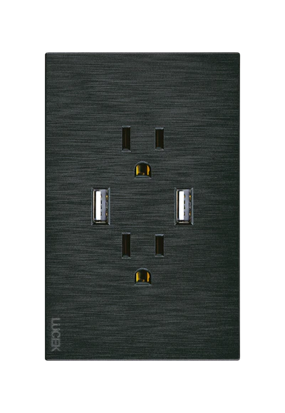 Placa 2 Contactos 2 USB Lucek Flat Negro