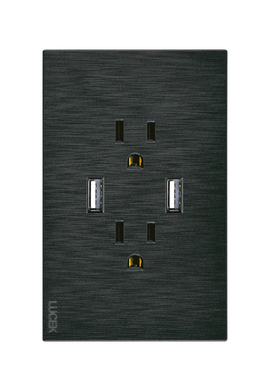 Placa 2 Contactos 2 USB Lucek Flat Negro