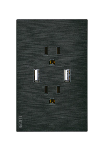 Placa 2 Contactos 2 USB Lucek Flat Negro
