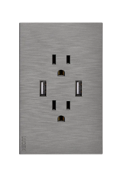 Placa 2 Contactos 2 USB Lucek Flat Plata