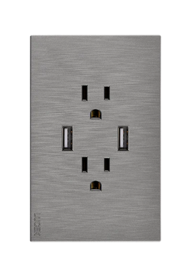 Placa 2 Contactos 2 USB Lucek Flat Plata