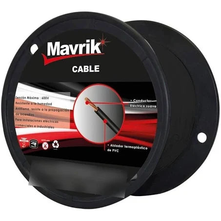 Cable Cal. 12 Negro 50 mts Mavrik