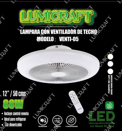 Ventilador 88W 3 Tonos 50 cm Lumicraft