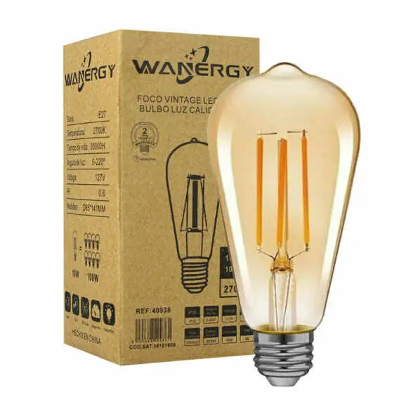 Foco Vintage 10w ST64 Wanergy