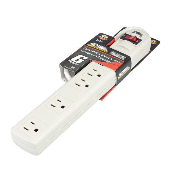 Multicontacto 6 Entradas C/Supresor de Picos