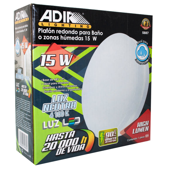 Plafon 15w Redondo  para Baño