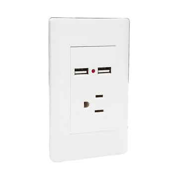 Placa 1 Contacto 2 USB Blanca