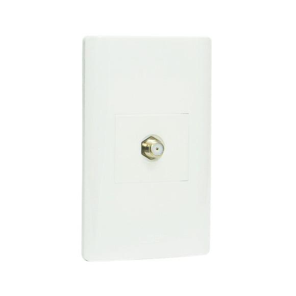Placa Toma Coaxial Blanca