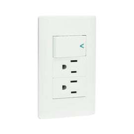 Placa 2 Contactos 1 Apagador Blanca