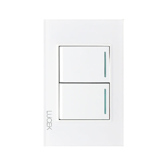 Placa 2 Apagadores Sencillos  Cristal Blanco Blanco