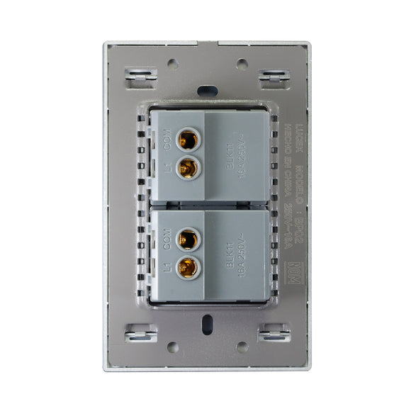 Placa 2 Apagadores Sencillos Negro Espejo