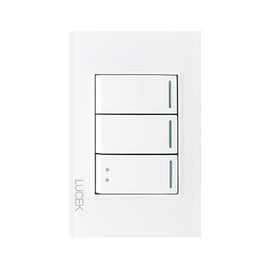 Placa 2 Apagadores y Apagador Escalera Cristal Blanco Blanco