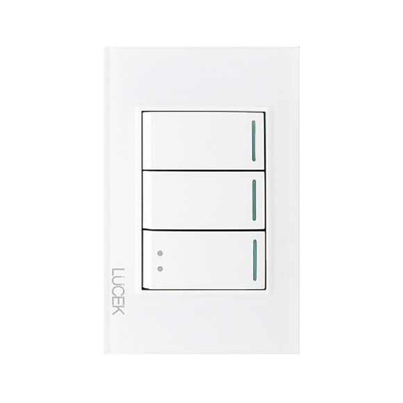 Placa 2 Apagadores y Apagador Escalera Cristal Blanco Blanco