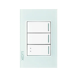 Placa 2 Apagadores y Apagador Escalera Cristal Aqua