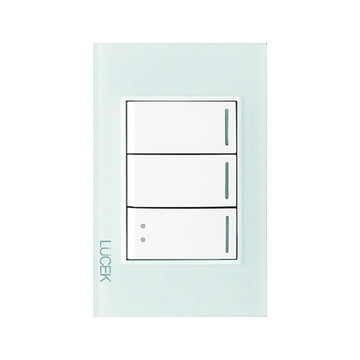 Placa 2 Apagadores y Apagador Escalera Cristal Aqua