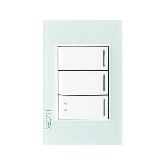 Placa 2 Apagadores y Apagador Escalera Cristal Aqua