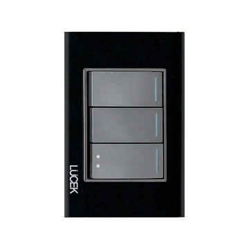 Placa 2 Apagadores y Apagador Escalera Cristal Negro