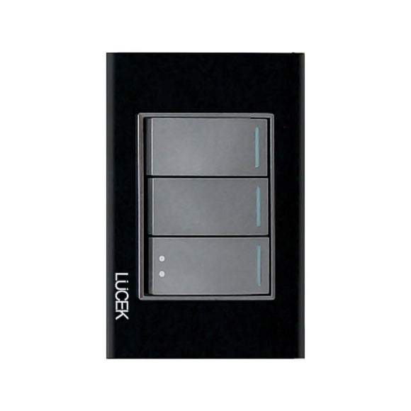 Placa 2 Apagadores y Apagador Escalera Cristal Negro