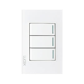 Placa 3 Apagadores Sencillos Cristal Blanco Blanco