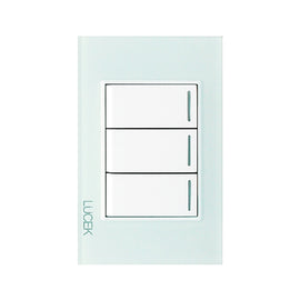 Placa 3 Apagadores Sencillos Cristal Aqua