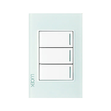 Placa 3 Apagadores Sencillos Cristal Aqua