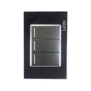 Placa 3 Apagadores Sencillos Negro Espejo-1