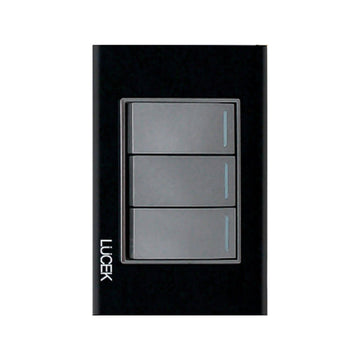 Placa 3 Apagadores Sencillos Cristal Negro
