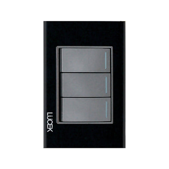 Placa 3 Apagadores Sencillos Cristal Negro