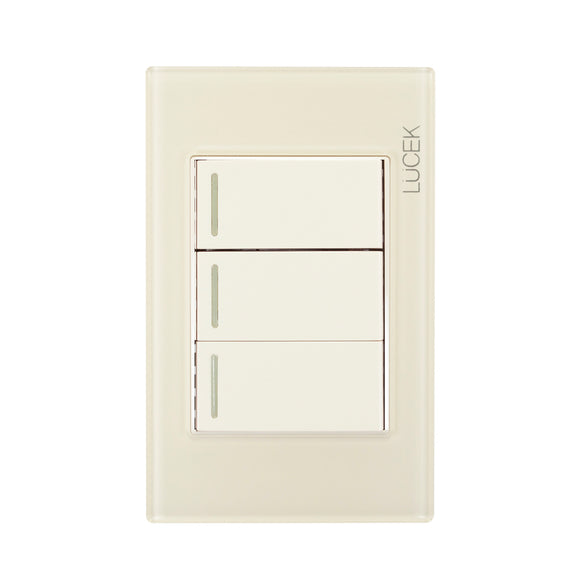 Placa 3 Apagadores Sencillos Hueso Colors