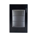 Placa 2 Apagadores Sencillos 1 Apagador Escalera Negro Colors-1