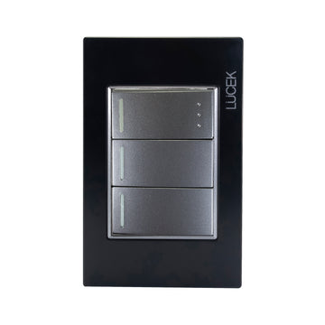 Placa 2 Apagadores Sencillos 1 Apagador Escalera Negro Colors