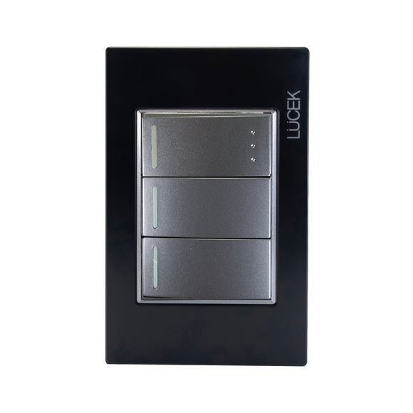 Placa 2 Apagadores Sencillos 1 Apagador Escalera Negro Colors