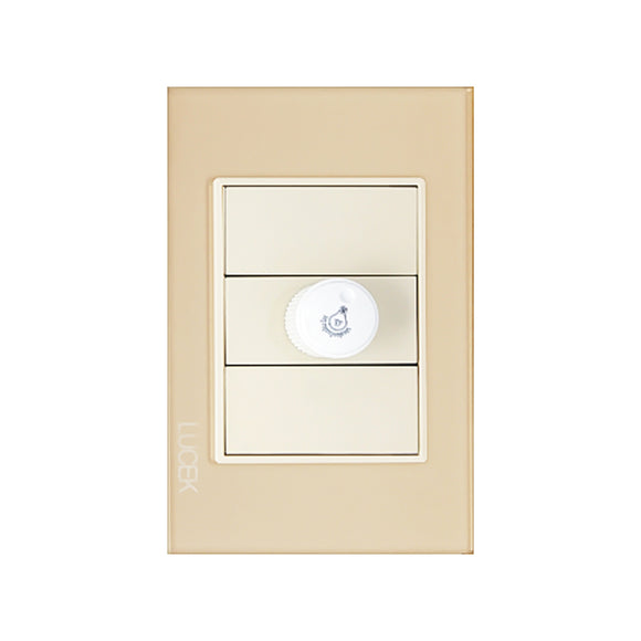 Placa con Dimmer Cristal Cristal Dorado Marfil