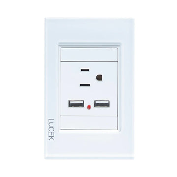 Placa 1 Contacto 2 USB Blanco Colors