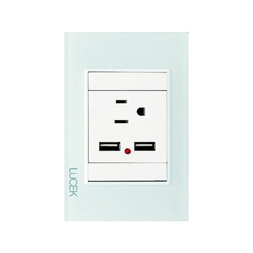 Placa 1 Contacto 2 USB Cristal Aqua