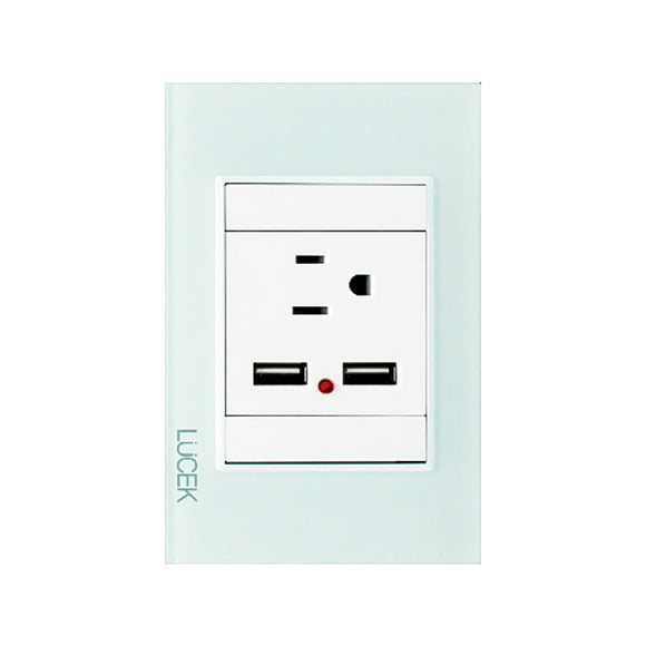 Placa 1 Contacto 2 USB Cristal Aqua