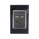 Placa 1 Contacto 2 USB Espejo Negro-1