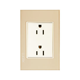 Placa Contacto Duplex Cristal Dorado Marfil