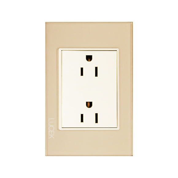 Placa Contacto Duplex Cristal Dorado Marfil