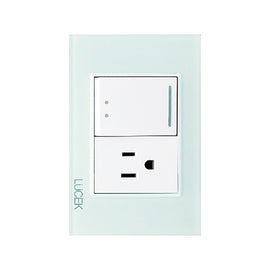 Placa Apagador Escalera y Contacto Cristal Aqua