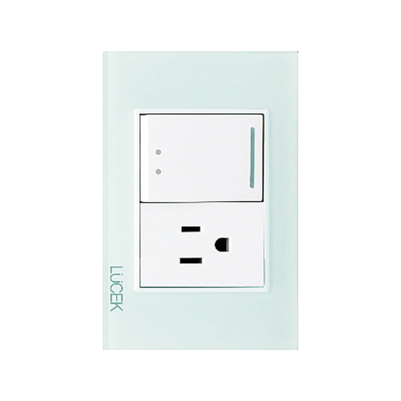 Placa Apagador Escalera y Contacto Cristal Aqua