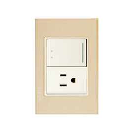 Placa Apagador Escalera y Contacto Cristal Dorado Marfil