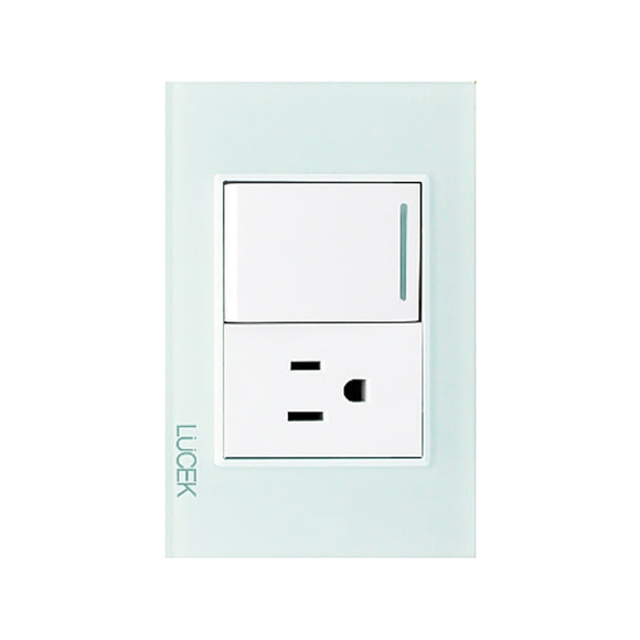 Placa Apagador y Contacto Cristal Aqua