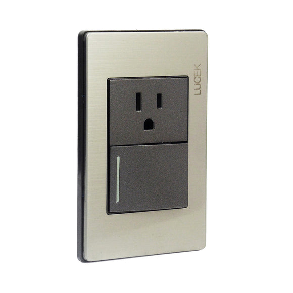 Placa 1 Apagador Sencillo 1 Contacto  Anonizada