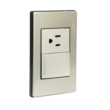 Placa 1 Apagador Sencillo 1 Contacto Plata