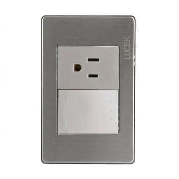 Placa 1 Apagador Escalera 1 Contacto Plata